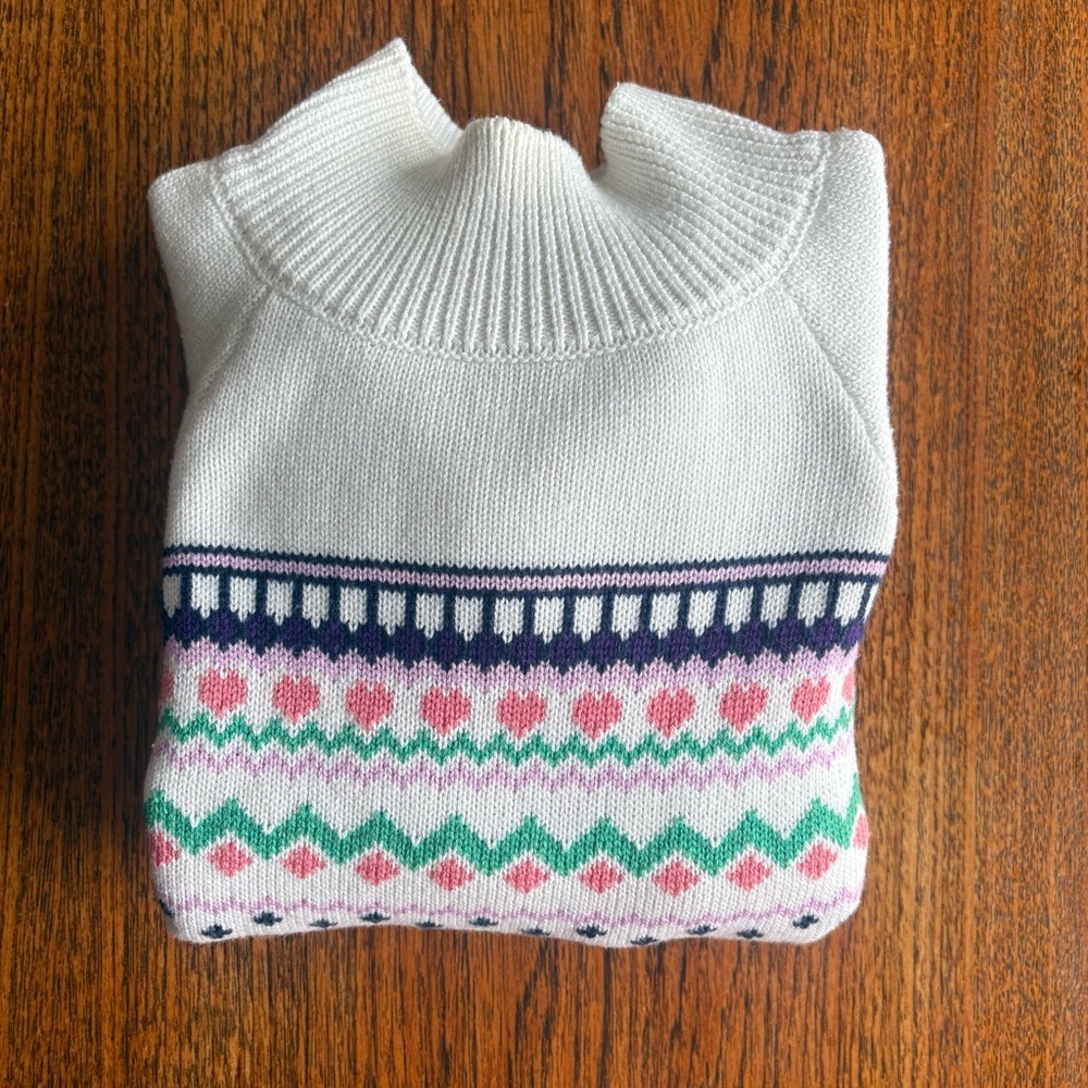 Tristan White Fair Isle Sweater-Size small - Picture 6 of 6